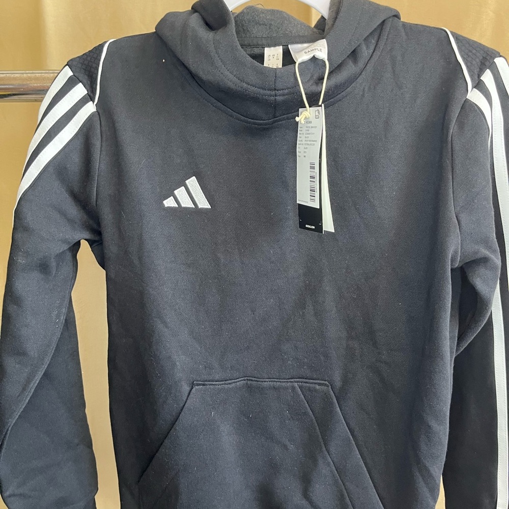 New adidas-Youth Medium -Adidas Black Hoodie with Signature Stripes